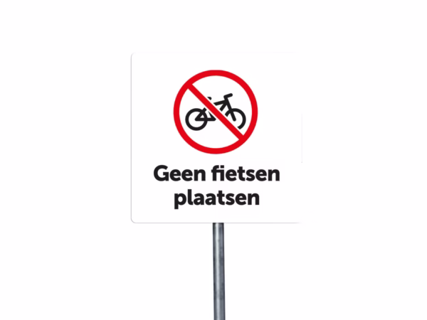 Geen fietsen plaatsen bord in 2 kleuren