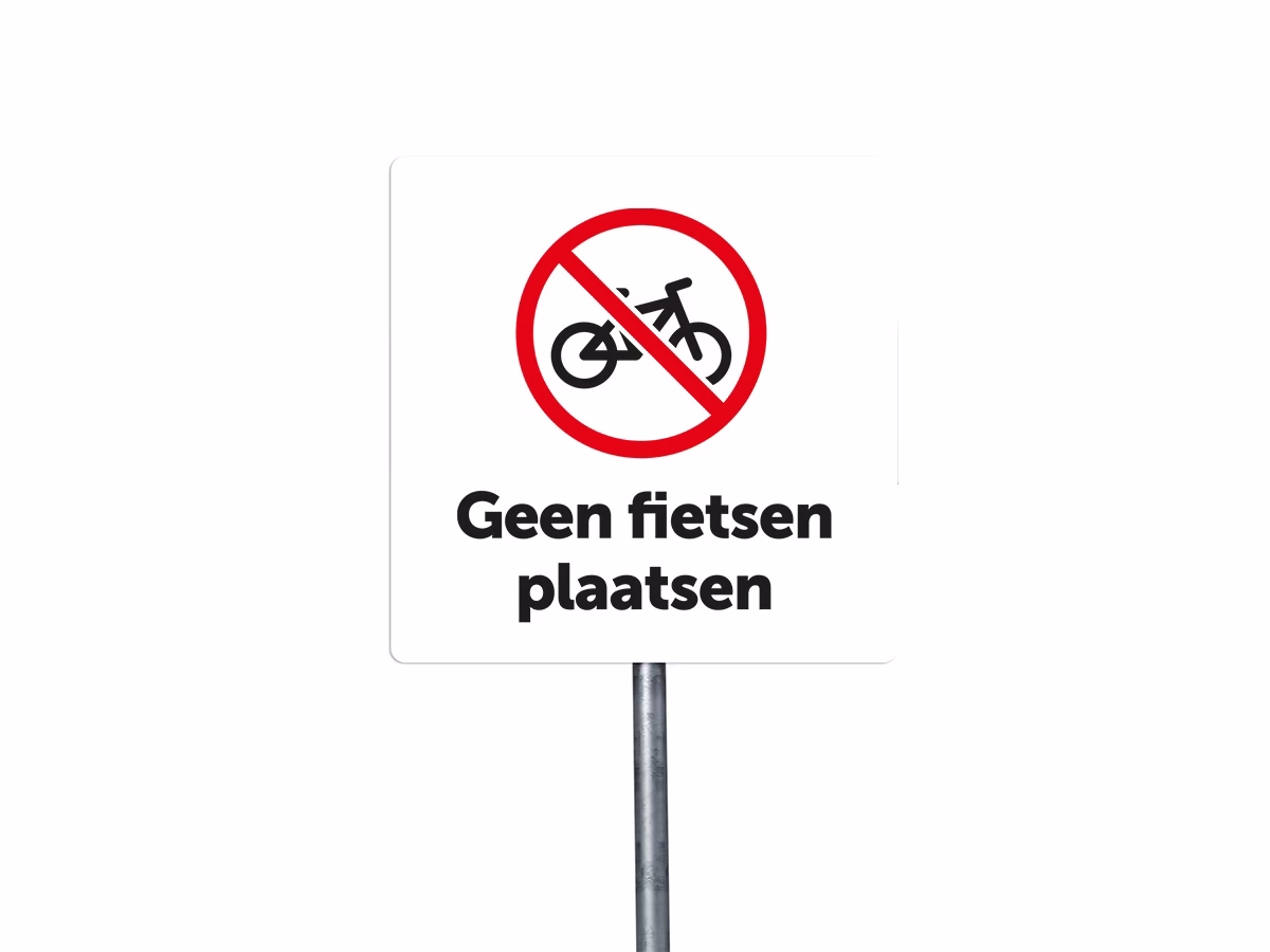 Geen fietsen plaatsen bord in 2 kleuren