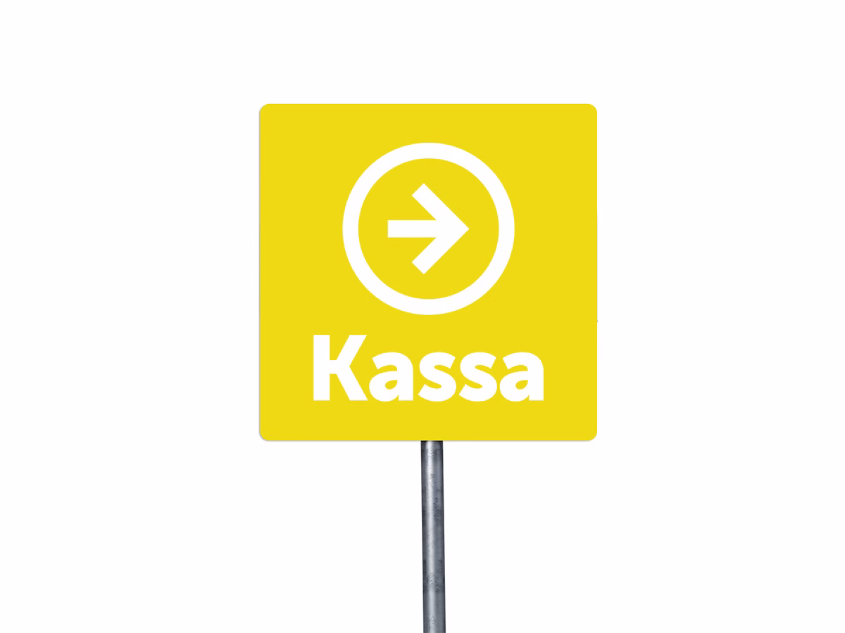 Kassa rechts bord in 9 kleuren