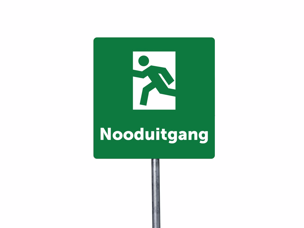 Nooduitgang bord in 2 kleuren