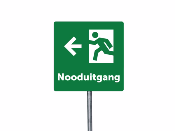 Nooduitgang links bord in 2 kleuren