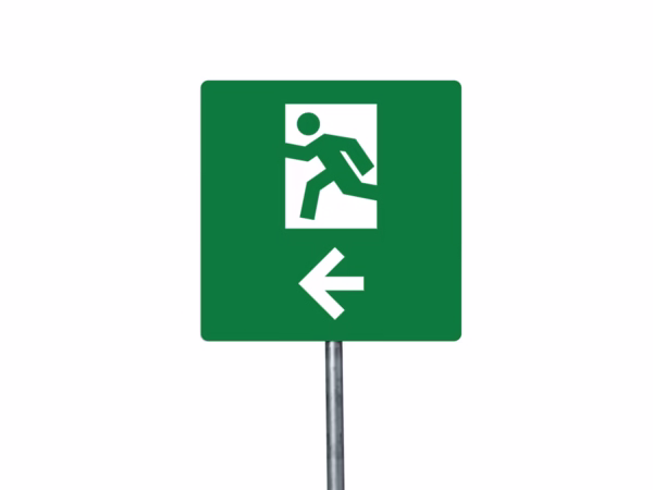Nooduitgang icoon links bord in 2 kleuren