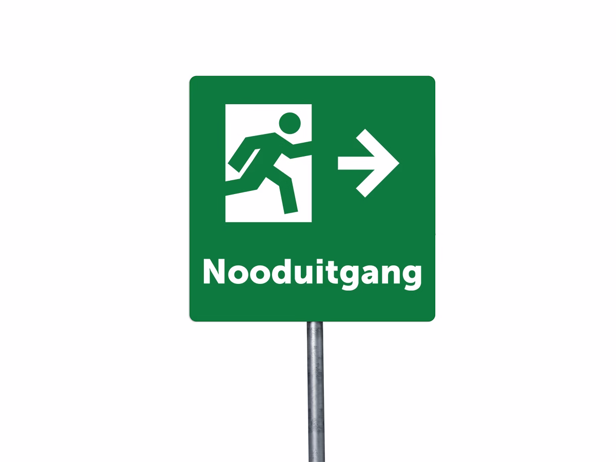 Nooduitgang rechts bord in 2 kleuren