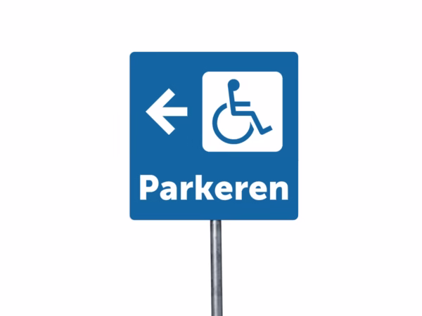 Parkeren mindervalide links bord in 2 kleuren