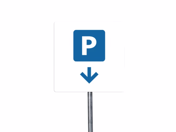 Parkeren icoon omlaag bord in 2 kleuren