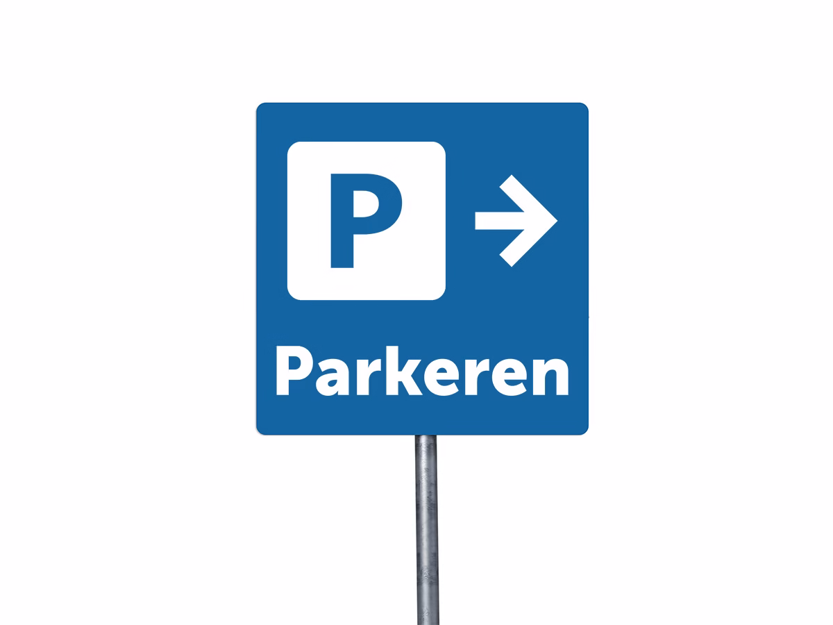 Parkeren rechts bord in 2 kleuren