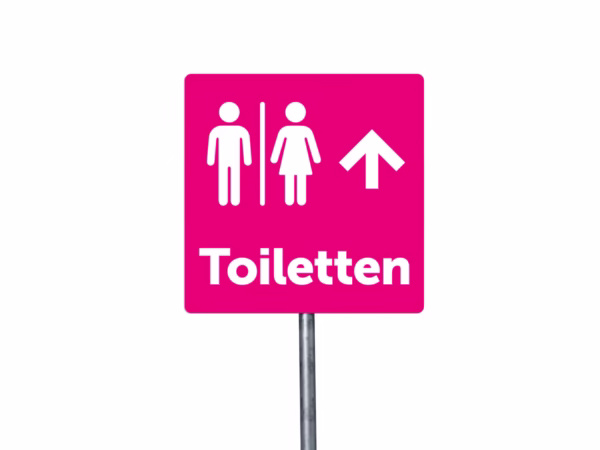 Toiletten omhoog bord in 9 kleuren