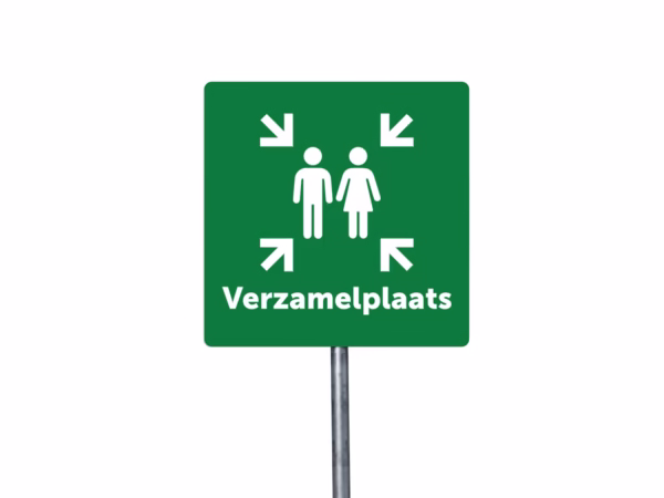 Verzamelplaats calamiteiten bord in 2 kleuren