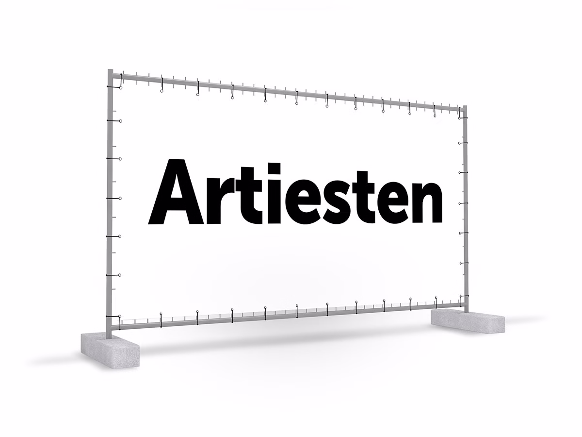 Artiesten bouwhekbanner in 9 kleuren