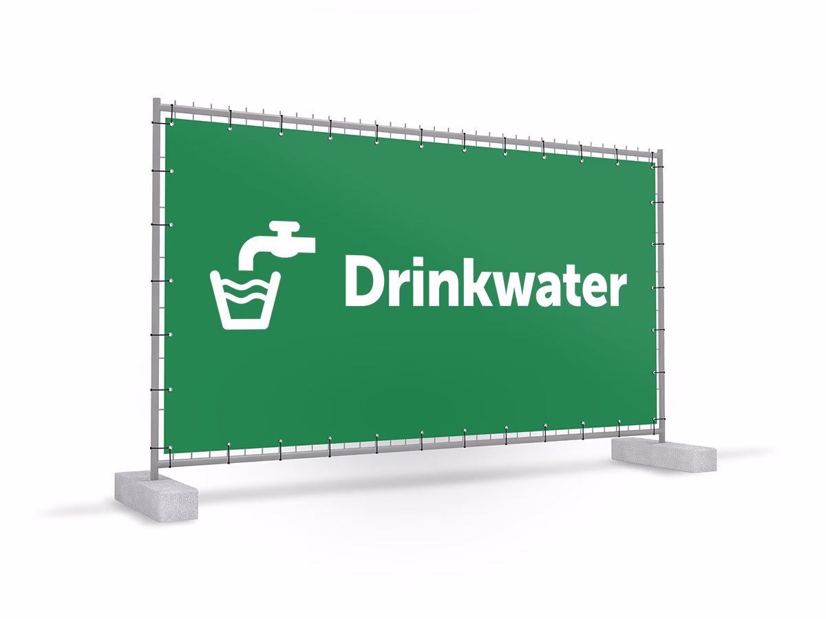 Drinkwater bouwhekbanner in 2 kleuren