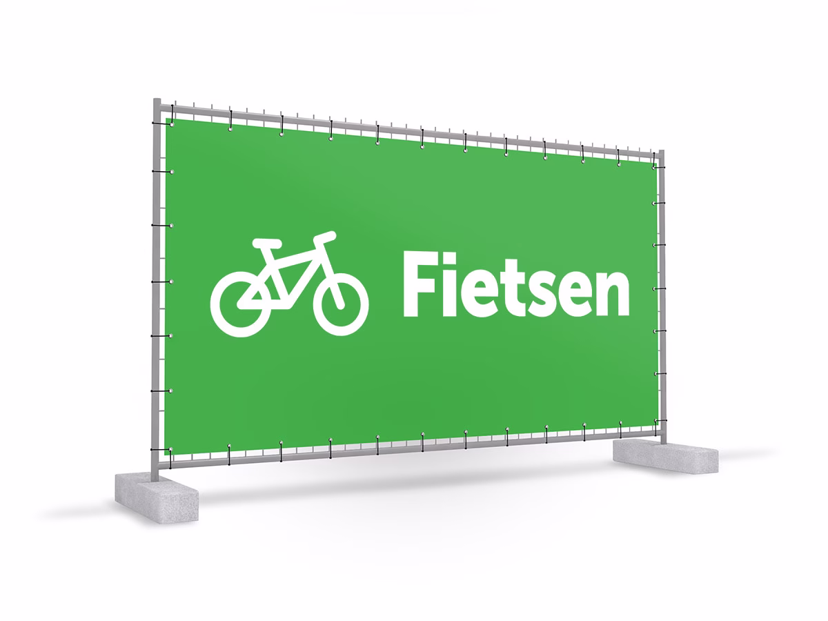 Fietsen bouwhekbanner in 9 kleuren