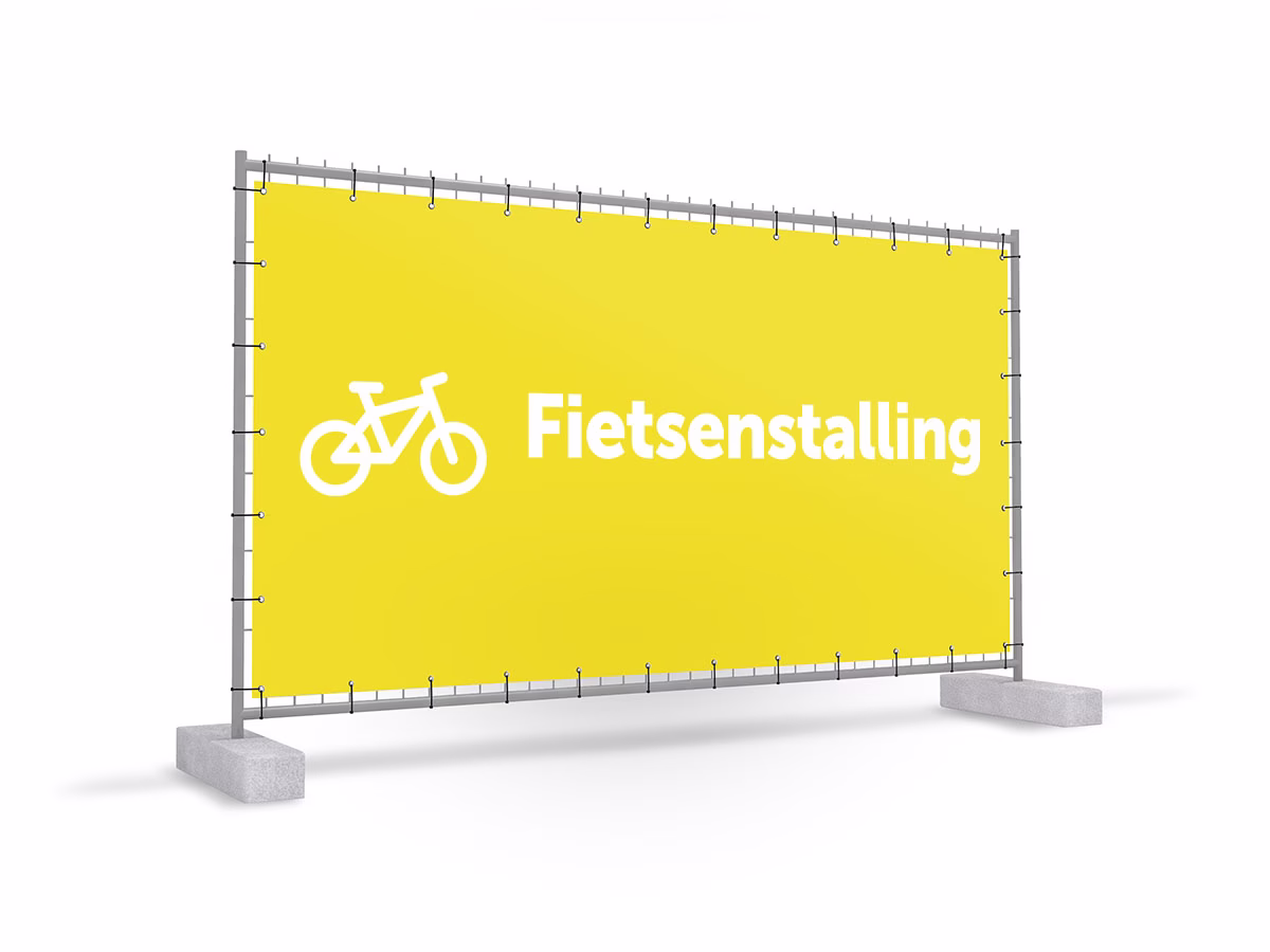 Fietsenstalling bouwhekbanner in 9 kleuren