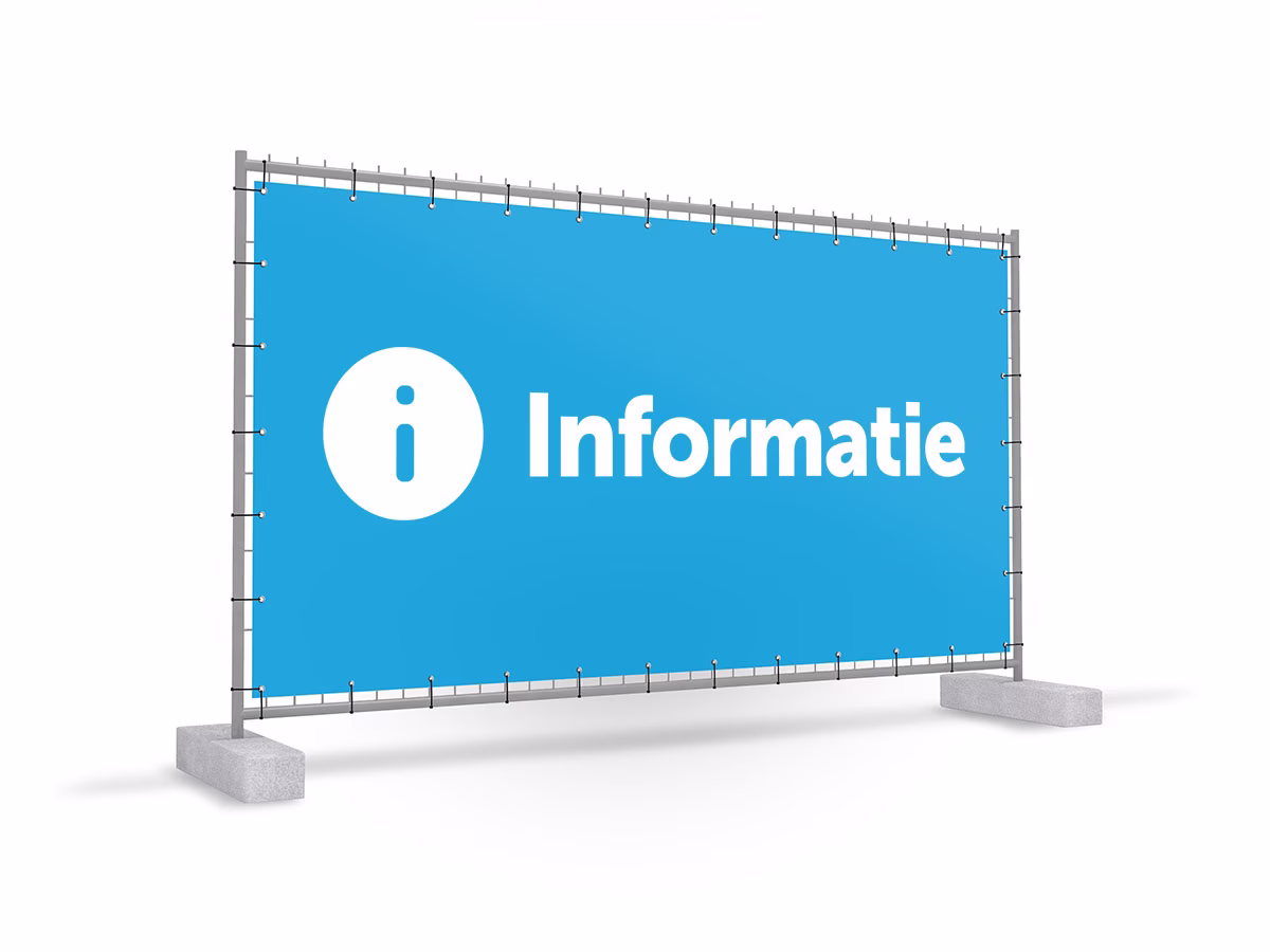 Informatie bouwhekbanner in 9 kleuren