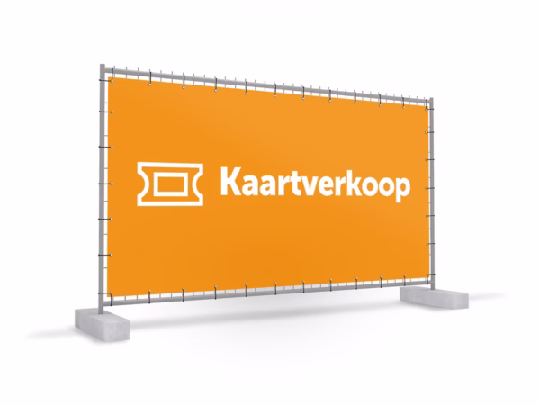 Kaartverkoop bouwhekbanner in 9 kleuren