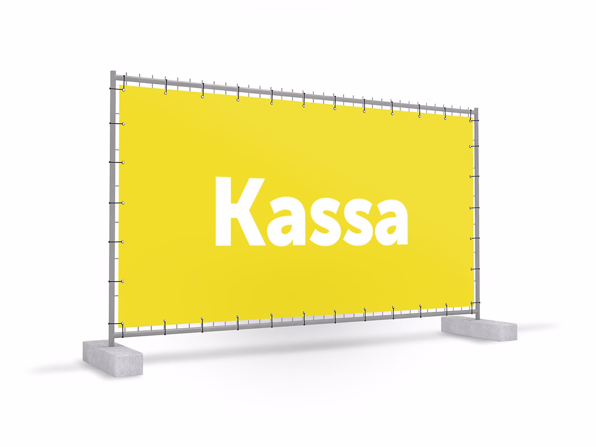 Kassa bouwhekbanner in 9 kleuren
