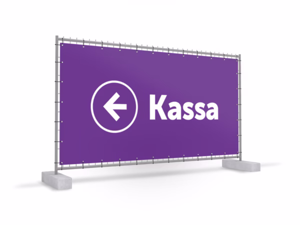 Kassa links bouwhekbanner in 9 kleuren