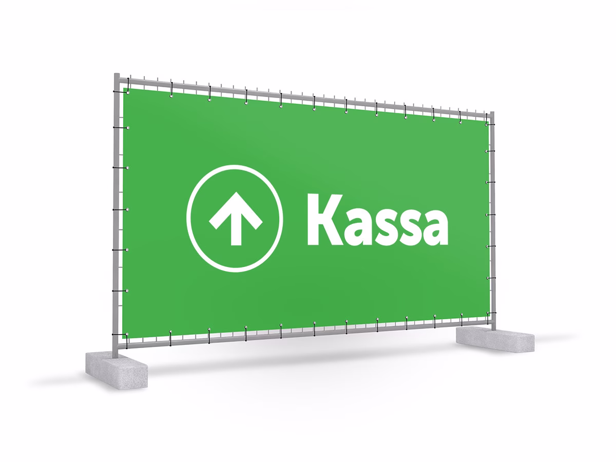 Kassa omhoog bouwhekbanner in 9 kleuren