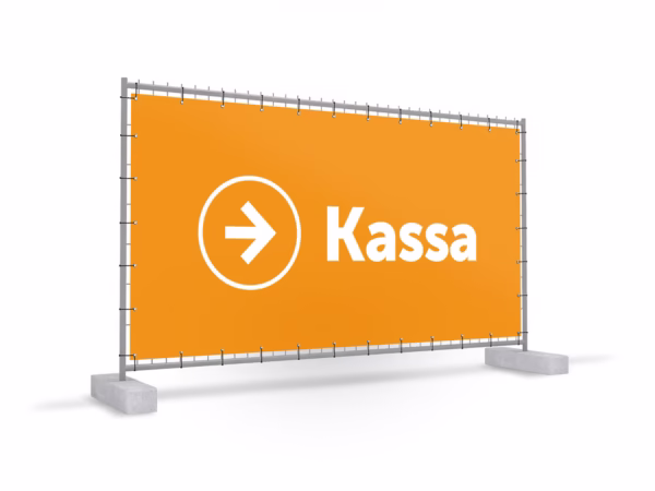 Kassa rechts bouwhekbanner in 9 kleuren