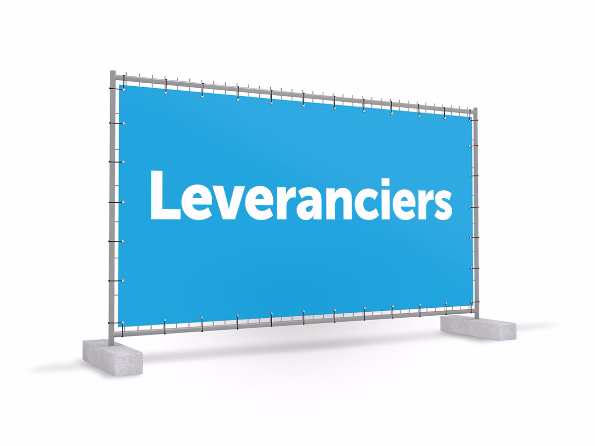 Leveranciers bouwhekbanner in 9 kleuren