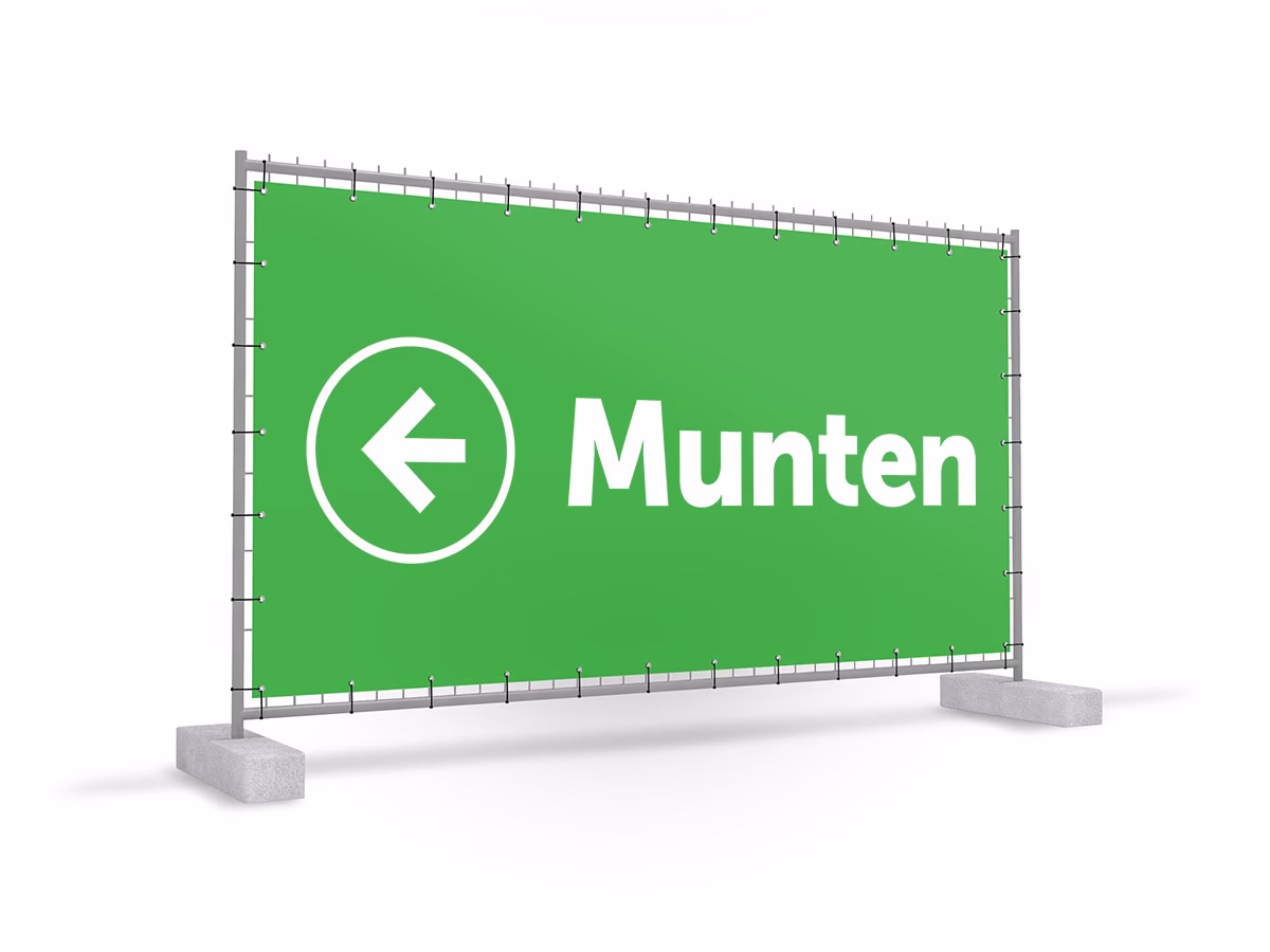 Munten links bouwhekbanner in 9 kleuren