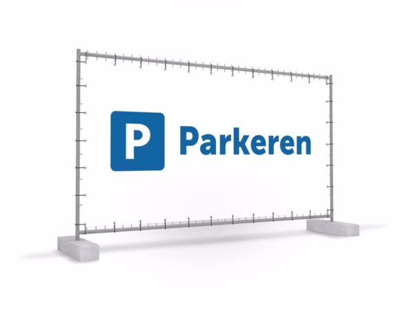 Parkeren bouwhekbanner in 2 kleuren
