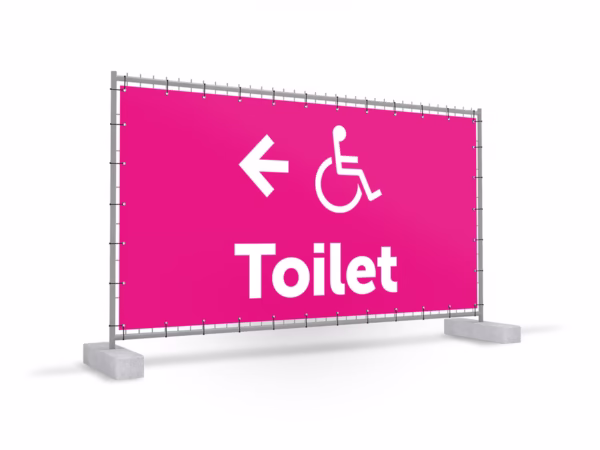 Toiletten mindervalide links bouwhekbanner in 9 kleuren