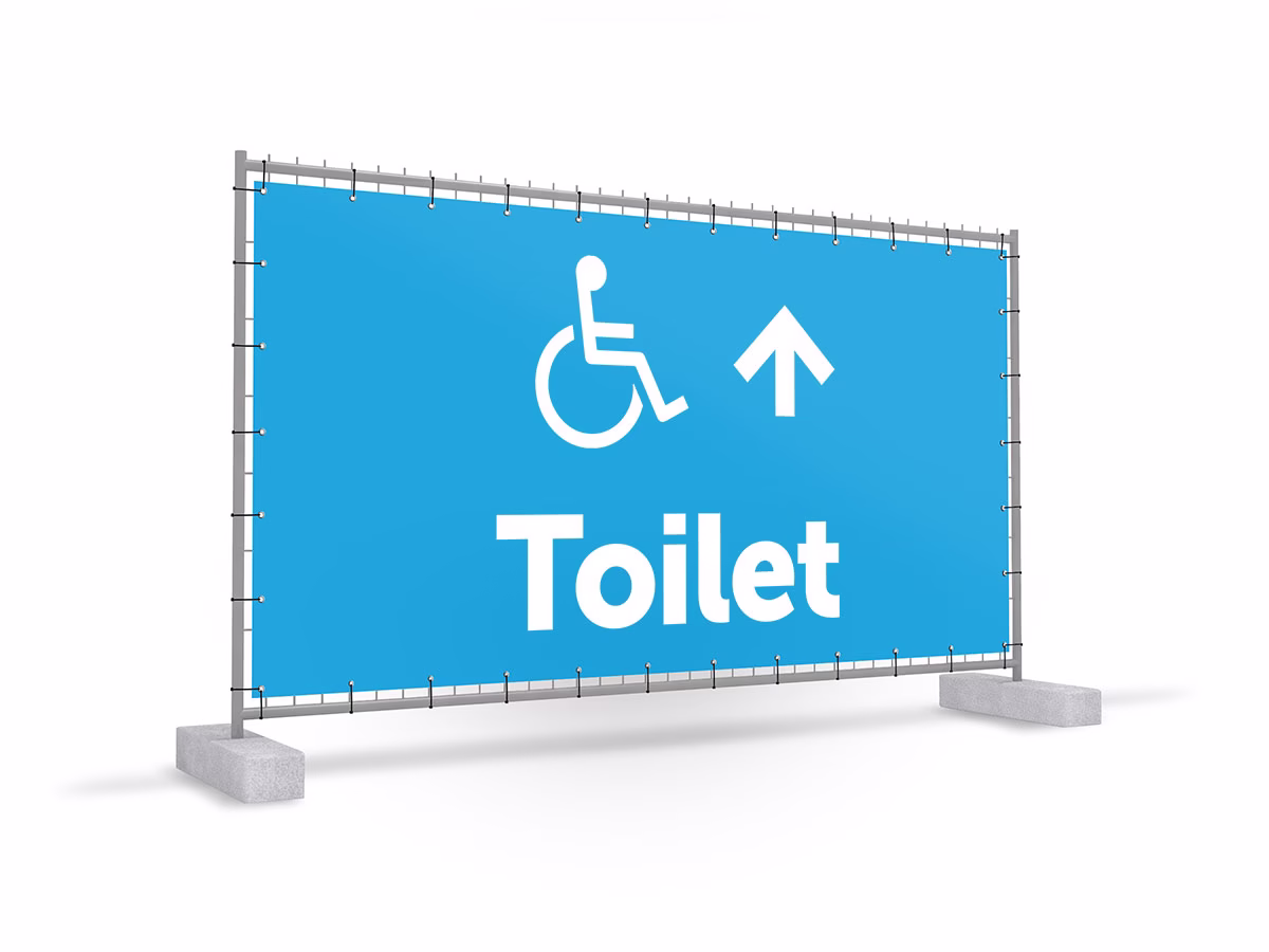 Toiletten mindervalide omhoog bouwhekbanner in 9 kleuren