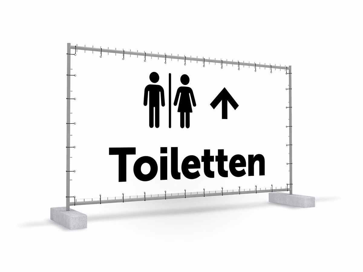 Toiletten omhoog bouwhekbanner in 9 kleuren