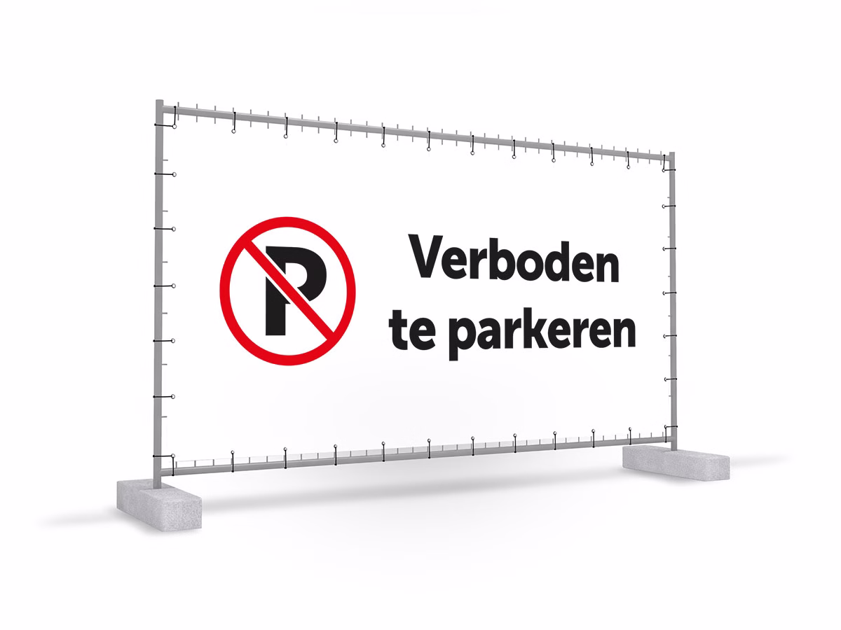 Verboden te parkeren bouwhekbanner in 2 kleuren