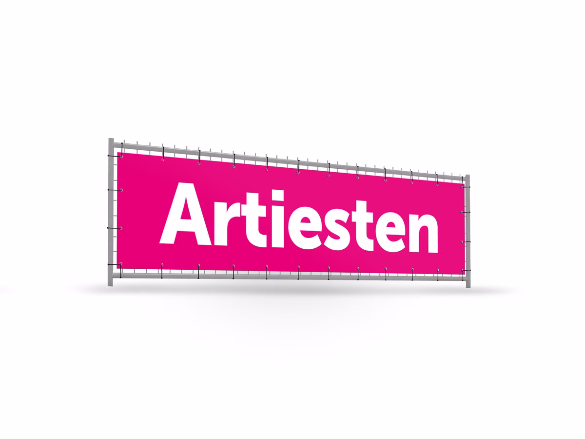 Artiesten bouwhekbanner verhoging in 9 kleuren