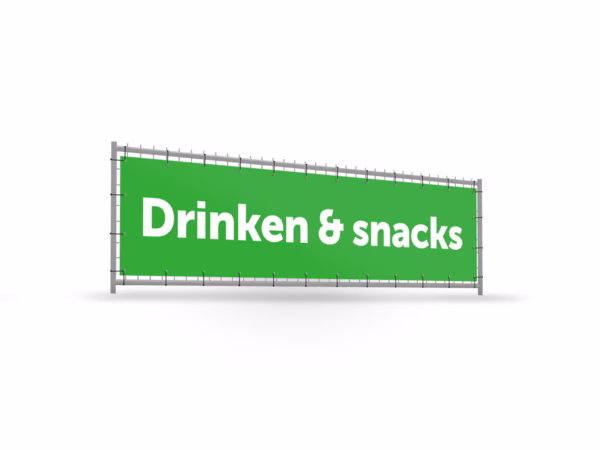 Drinken & Snacks bouwhekbanner verhoging in 9 kleuren