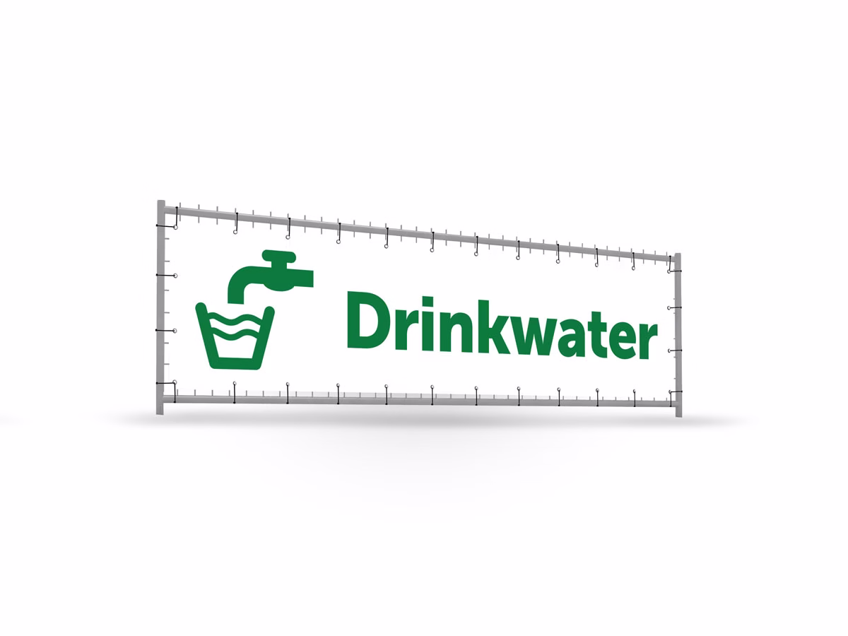 Drinkwater bouwhekbanner verhoging in 2 kleuren