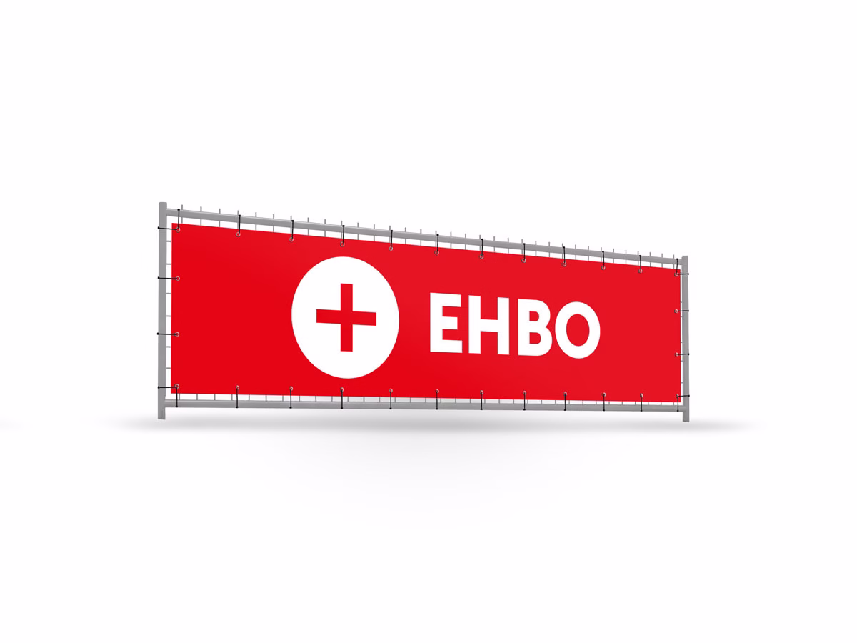 EHBO bouwhekbanner verhoging in 2 kleuren
