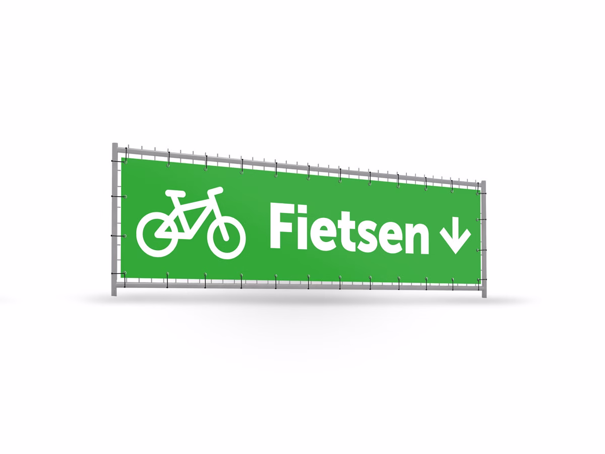 Fietsen omlaag bouwhekbanner verhoging in 9 kleuren