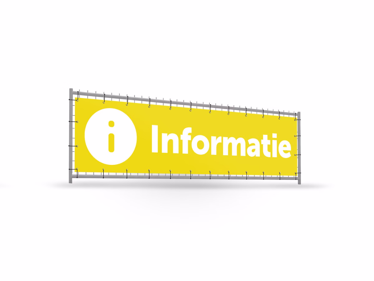 Informatie bouwhekbanner verhoging in 9 kleuren