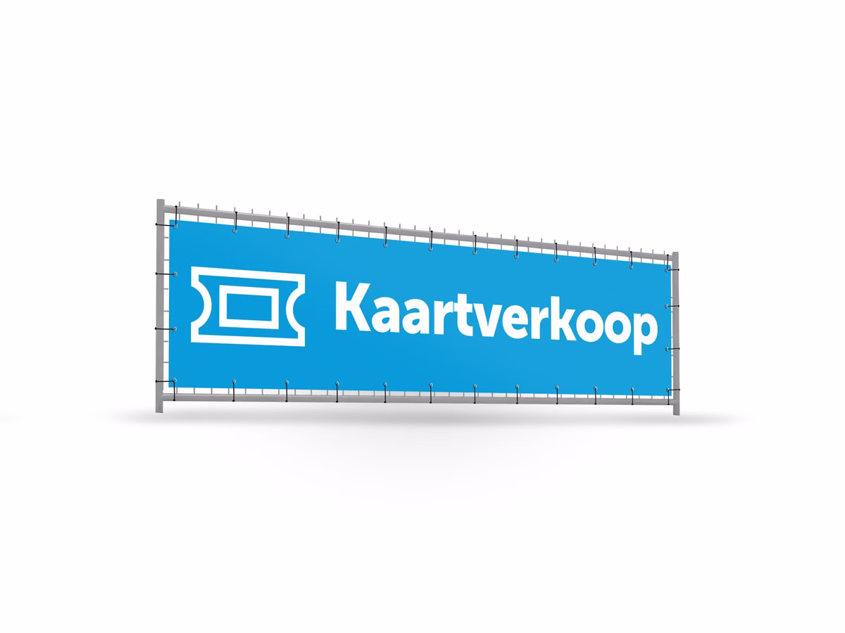 Kaartverkoop bouwhekbanner verhoging in 9 kleuren