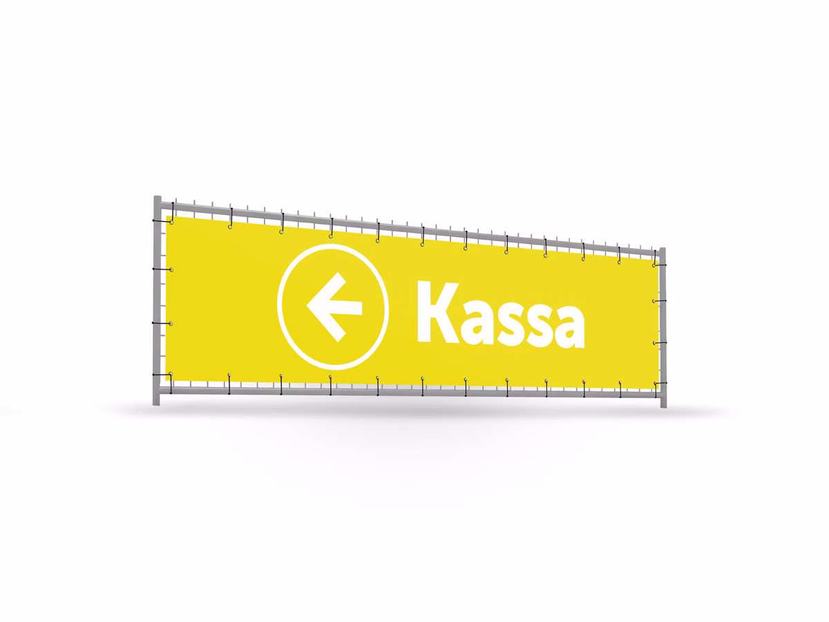 Kassa links bouwhekbanner verhoging in 9 kleuren