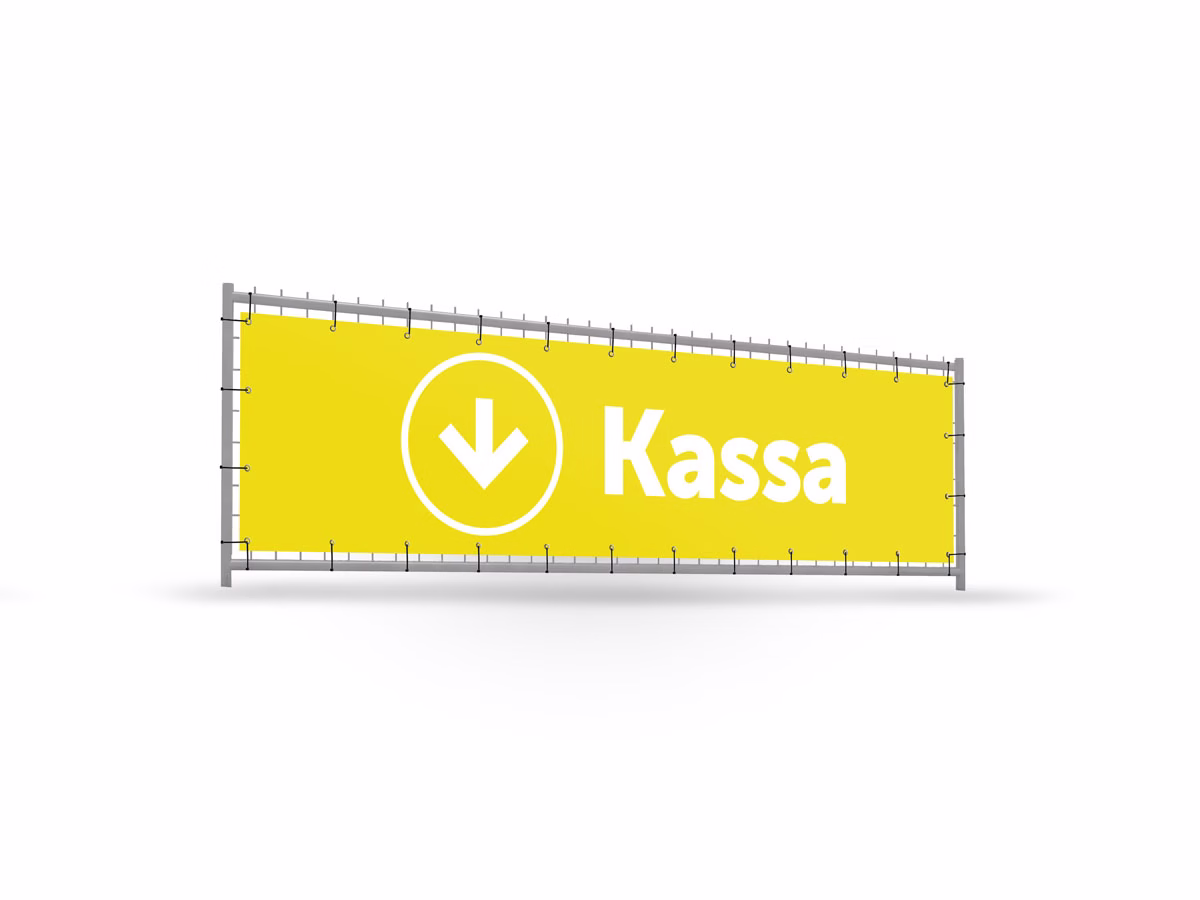 Kassa omlaag bouwhekbanner verhoging in 9 kleuren