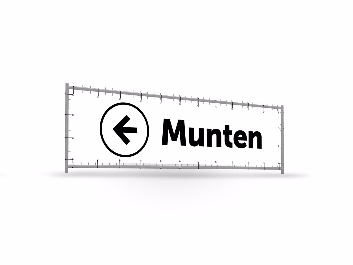 Munten links bouwhekbanner verhoging in 9 kleuren
