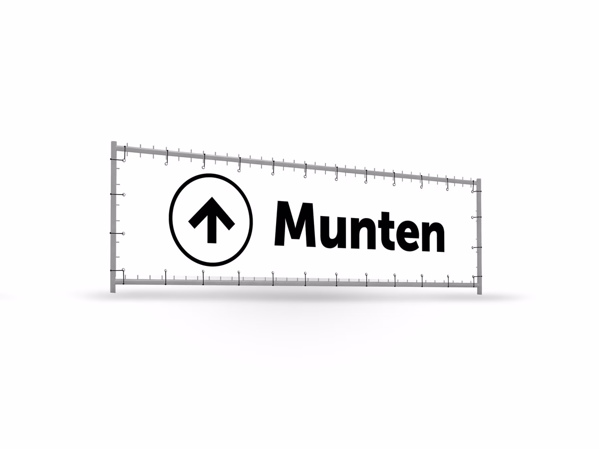 Munten omhoog bouwhekbanner verhoging in 9 kleuren