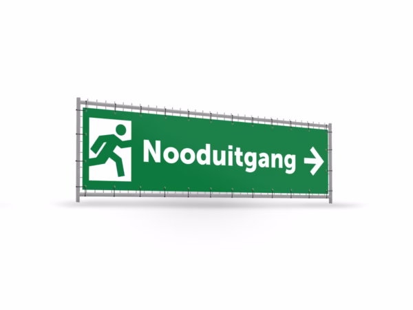 Nooduitgang rechts bouwhekbanner verhoging in 2 kleuren