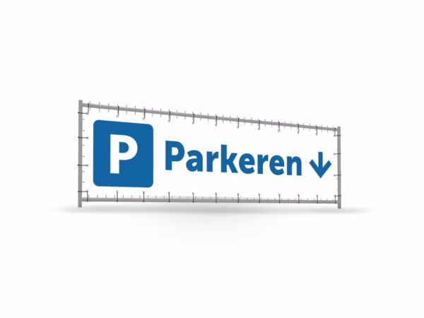 Parkeren omlaag bouwhekbanner verhoging in 2 kleuren