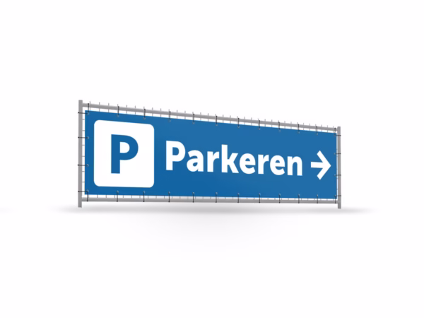Parkeren rechts bouwhekbanner verhoging in 2 kleuren
