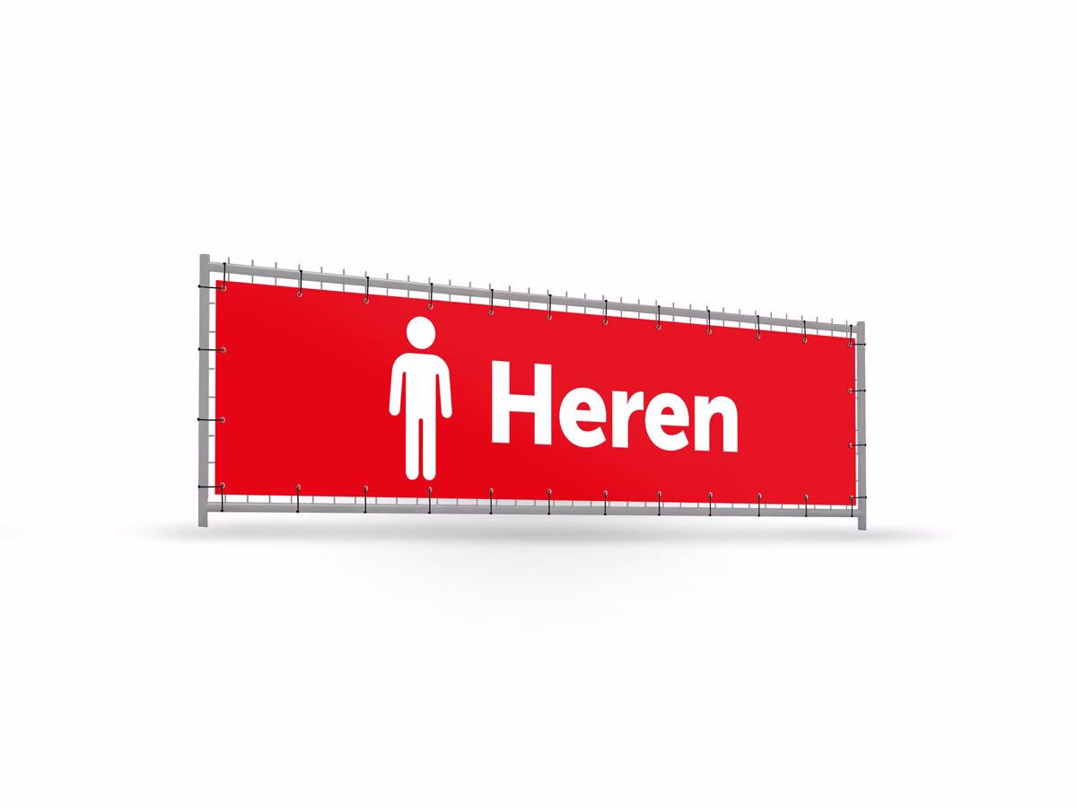 Toilet heren bouwhekbanner verhoging in 9 kleuren