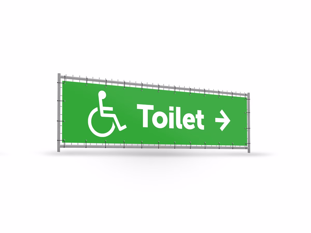 Toiletten mindervalide rechts bouwhekbanner verhoging in 9 kleuren