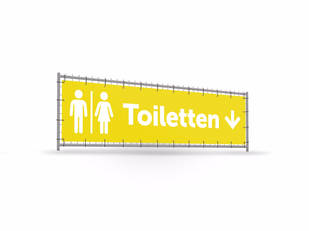 Toiletten omlaag bouwhekbanner verhoging in 9 kleuren