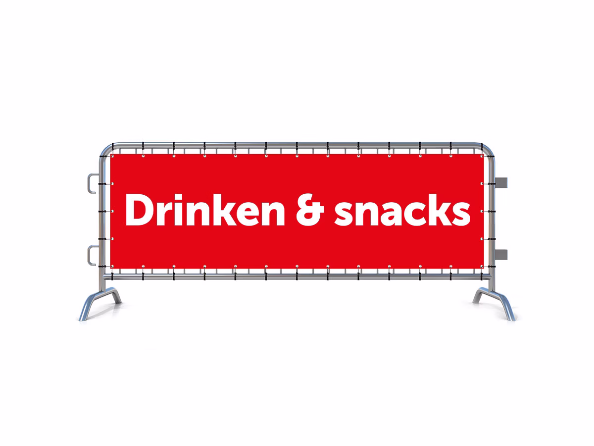 Drinken & Snacks dranghekbanner in 9 kleuren