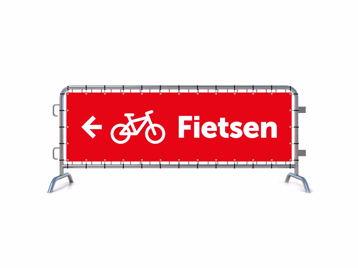 Fietsen links dranghekbanner in 9 kleuren
