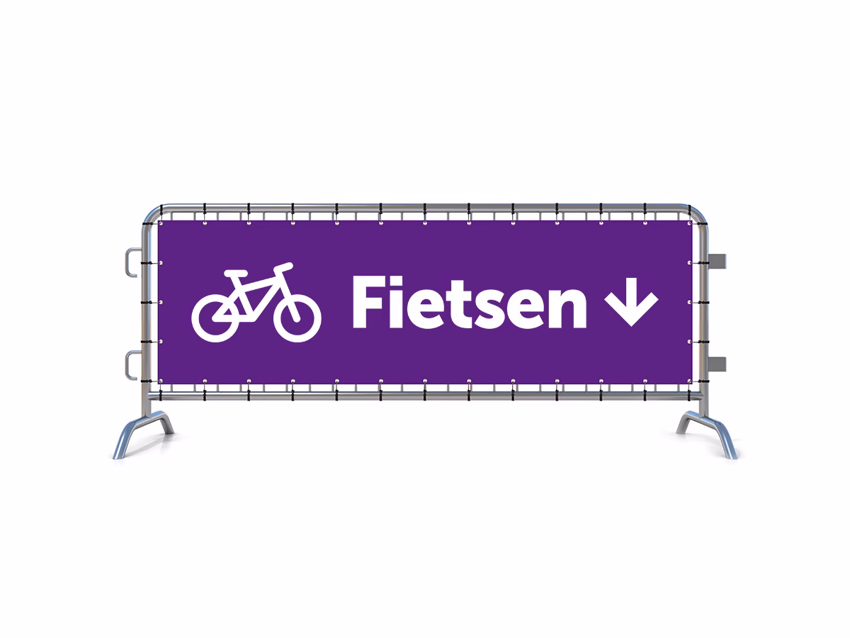 Fietsen omlaag dranghekbanner in 9 kleuren