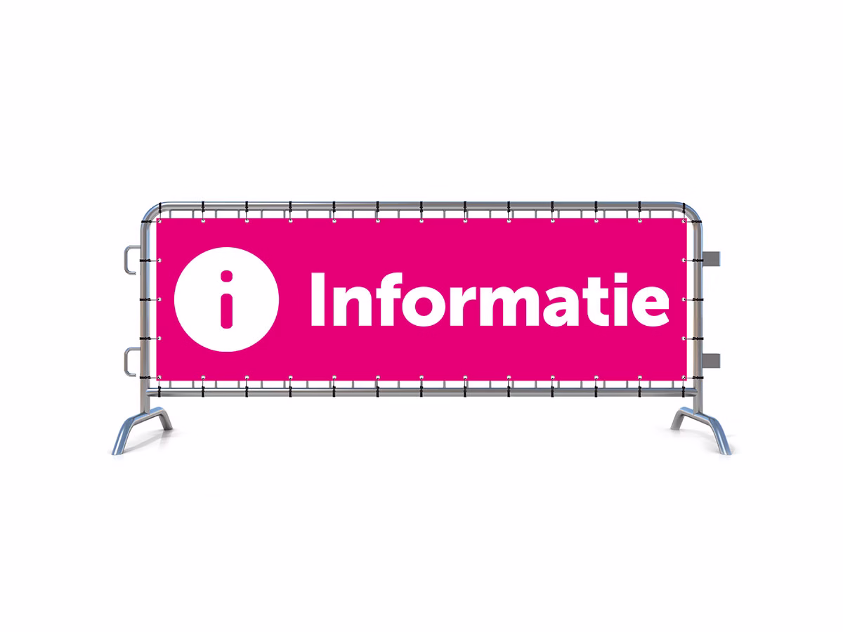 Informatie dranghekbanner in 9 kleuren